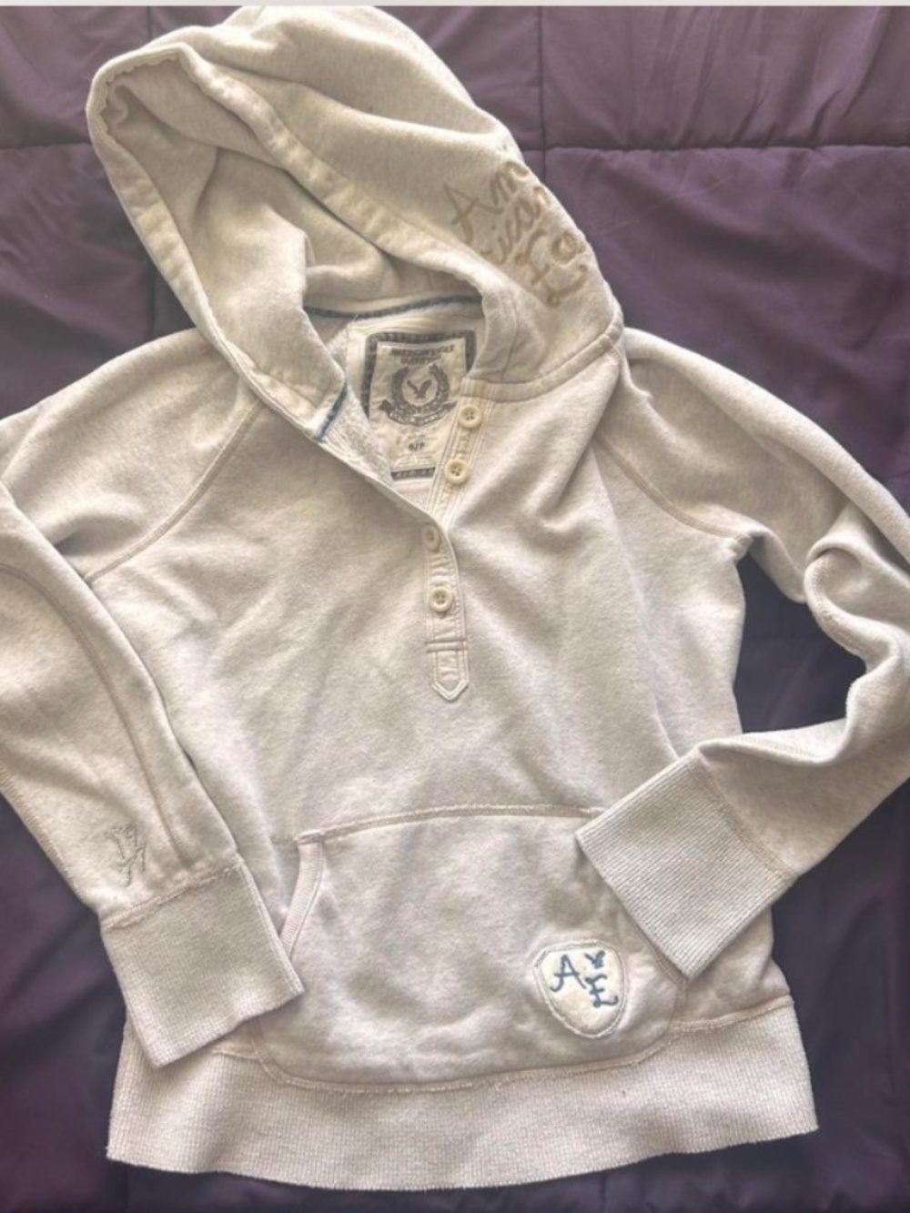 Vintage American Eagle Button Up V neck Y2K Hoodie Small